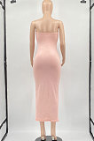 Pure Color Sexy Tight Chest Wrap Sleeveless Midi Dress MLM9062