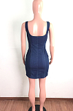 Euramerican Women Cowboy Mid Waist Eyelet Bind Dress LA3269