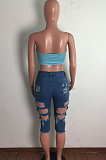 Euramerican High Waist Hole Water Washing Jeans LA3267