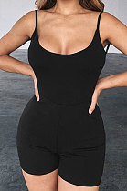 Pure Color Gallus Backless Cultivate One‘s Morality Casual Romper Shorts AMW8310