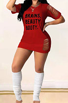 Fashion Hurnt Flower Embroidered Mini Dress AMN8004