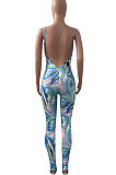 Printing Tight Gallus Backless Sexy Bodycon Jumpsuits NK239