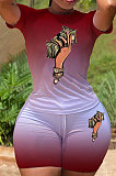 Gradual Change Casual Sport Short Sleeve Two-Pieces AMN8009