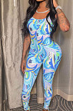 Printing Tight Gallus Backless Sexy Bodycon Jumpsuits NK239