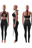 Halter Neck Bind Tight Pure Color Pants Sets NK236