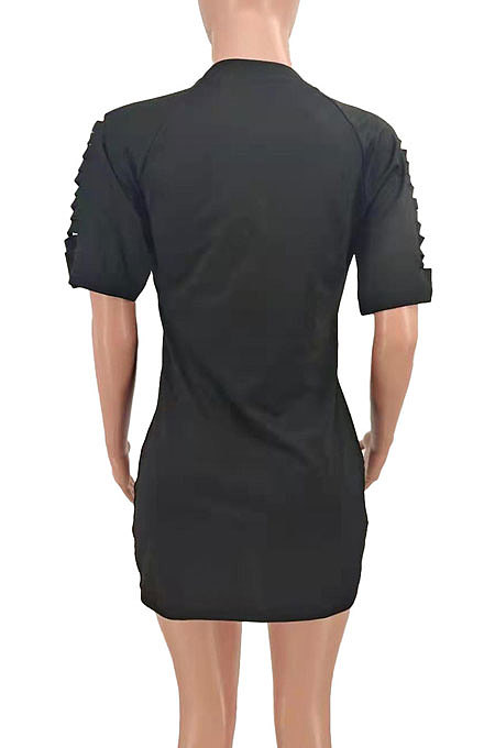 Fashion Hurnt Flower Embroidered Mini Dress AMN8004