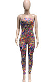 Sexy Bandeau Bra Off Shoulder Printing Sleeveless Bodycon Jumpsuits KY3053