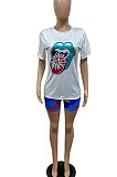Women Fashion Positioning Printing Sport Casual Shorts Sets GHH020