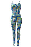 Printing Tight Gallus Backless Sexy Bodycon Jumpsuits NK239