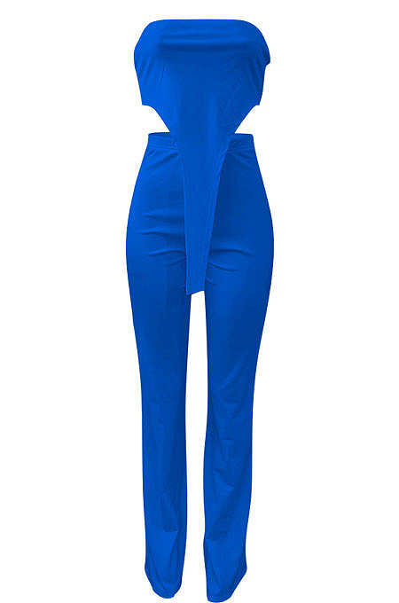 Pure Color Bandeau Bra Sleeveless Casual Pants Sets NK237