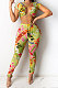 Trendy Casual Letter Printing Sexy Bind Short Sleeve Long Pants Sets KY3060