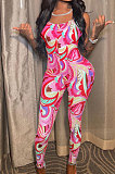 Printing Tight Gallus Backless Sexy Bodycon Jumpsuits NK239