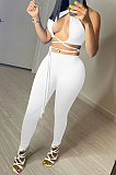 Halter Neck Bind Tight Pure Color Pants Sets NK236
