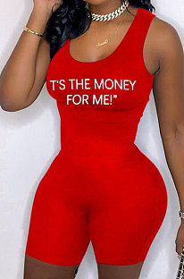 Vest Sleeveless Printing Letter Sexy Tight Romper Shorts OH8060