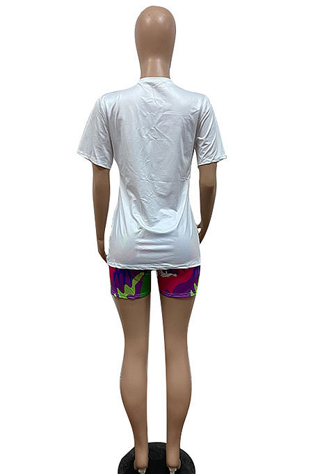Women Fashion Positioning Printing Sport Casual Shorts Sets GHH020