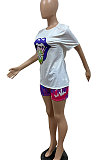 Women Fashion Positioning Printing Sport Casual Shorts Sets GHH020