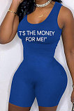 Vest Sleeveless Printing Letter Sexy Tight Romper Shorts OH8060