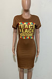 Trendy Sexy Casual Printing Short Sleeve Mini Dress GHH010