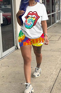 Women Fashion Positioning Printing Sport Casual Shorts Sets GHH020