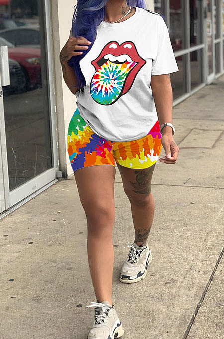 Women Fashion Positioning Printing Sport Casual Shorts Sets GHH020