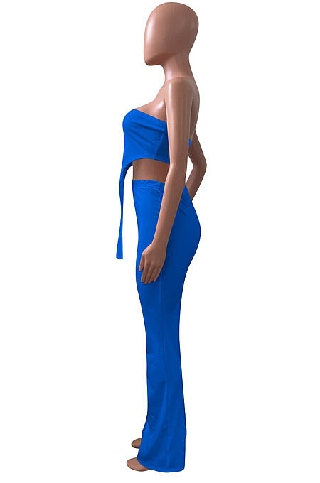 Pure Color Bandeau Bra Sleeveless Casual Pants Sets NK237