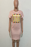 Trendy Sexy Casual Printing Short Sleeve Mini Dress GHH010