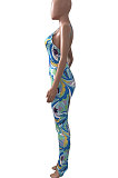 Printing Tight Gallus Backless Sexy Bodycon Jumpsuits NK239