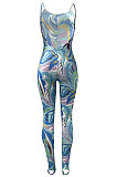 Printing Tight Gallus Backless Sexy Bodycon Jumpsuits NK239