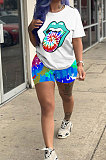 Women Fashion Positioning Printing Sport Casual Shorts Sets GHH020