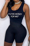 Vest Sleeveless Printing Letter Sexy Tight Romper Shorts OH8060