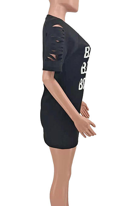 Fashion Hurnt Flower Embroidered Mini Dress AMN8004