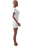 Rib One Shoulder Pure Color Romper Shorts NK241