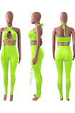 Halter Neck Bind Tight Pure Color Pants Sets NK236