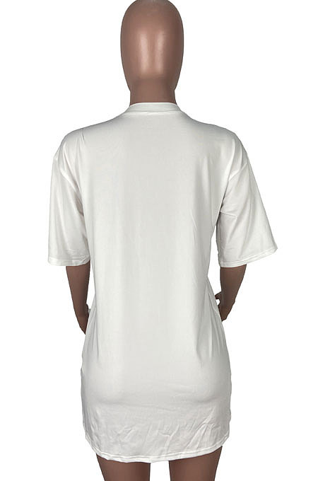 Pure Color Short Sleeve English Printing Long T Shirts MOL159