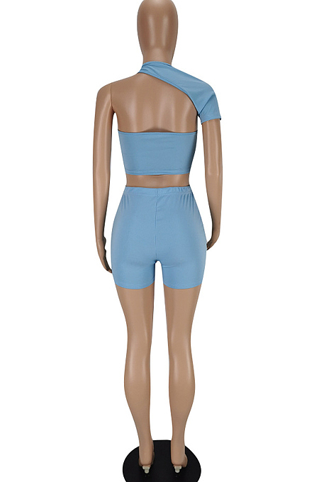 Fashion Sexy Women Hollow Out Pure Color Two-Piece MLL170