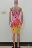 Euramerican Sling Flame Letter Positioning Print Dress ALS248