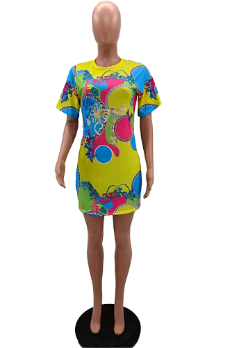 Fashion Positioning Digital Prining Loose Dress NYZ6012