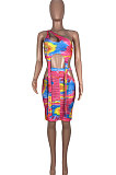 Sleeveless Tie Dye Sexy Package Buttocks Skirts Sets MOL128