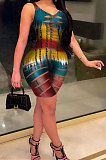 Women Trendy Sexy Tie Dye Hollow Out Hurnt Flower Romper Shorts MOL143