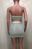 Sexy Irregularity Bind Net Yarn Perspective Boob Tube Top Two-Piece BN9278