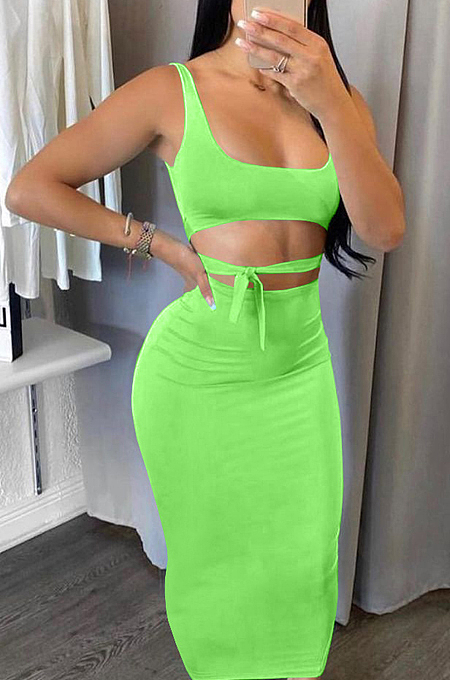 Sexy Pure Color Dew Belly Srirts Sets BBN161