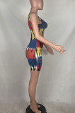 Women Trendy Sexy Tie Dye Hollow Out Hurnt Flower Romper Shorts MOL143