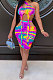 Sleeveless Tie Dye Sexy Package Buttocks Skirts Sets MOL128
