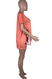 Sexy Mouth Graphic Printing Pure Color Short Sleeve Shorts Sets MOL140