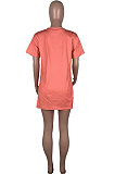Sexy Mouth Graphic Printing Pure Color Short Sleeve Shorts Sets MOL140