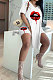 Sexy Mouth Graphic Printing Pure Color Short Sleeve Shorts Sets MOL140