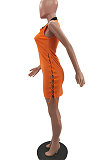 Casual Sleeveless Lapel Neck Tight Bind Package Buttocks Dress NYZ6016