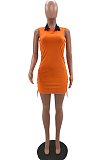 Casual Sleeveless Lapel Neck Tight Bind Package Buttocks Dress NYZ6016