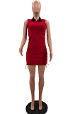 Casual Sleeveless Lapel Neck Tight Bind Package Buttocks Dress NYZ6016