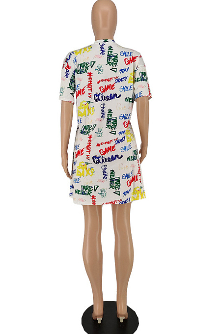 Summer Graffiti Print Casual Loose Dress QL1007